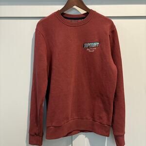 Superdry Sweater Mens Medium Red Crewneck Outdoor Just Passing Through Pullover